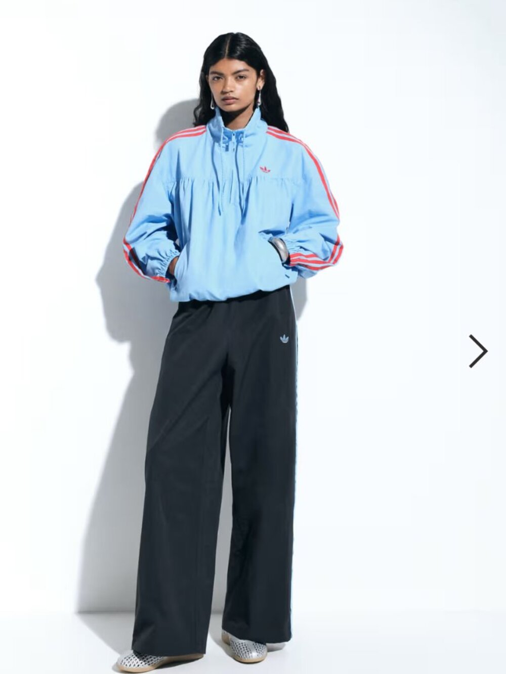 adidas Originals x ASOS women's wide leg track pants in navy, size small - Picture 6 of 11